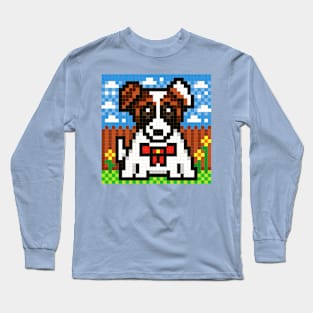 Charlie The Shorty Jack Russell Terrier Puppy Pixel Art Long Sleeve T-Shirt